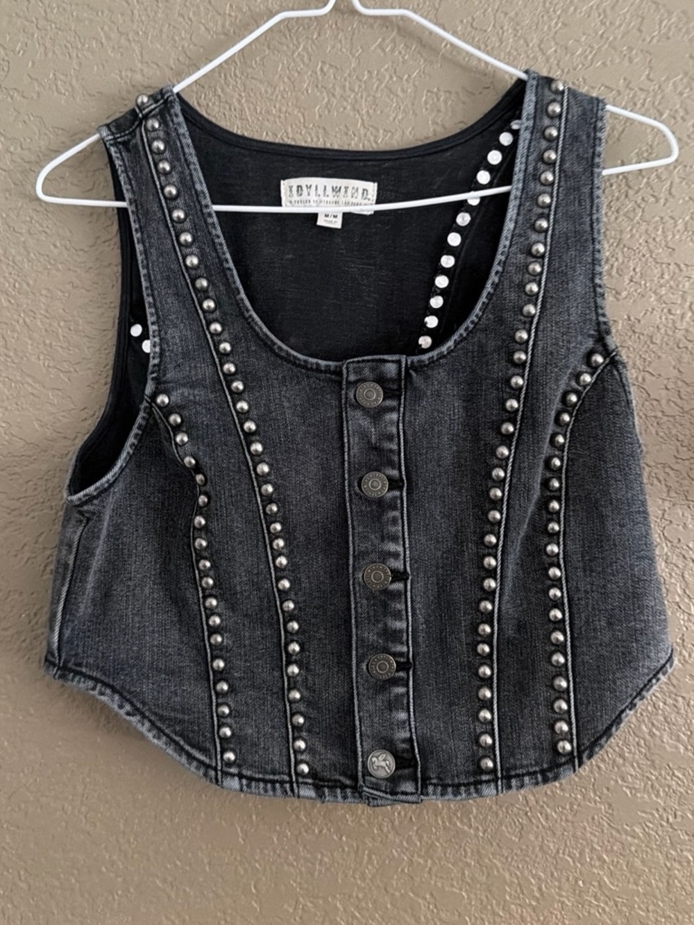 Idyllwind Black Studded Denim Crop Vest - Picture 1 of 2